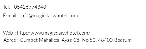 Magic Daisy Hotel telefon numaralar, faks, e-mail, posta adresi ve iletiim bilgileri
